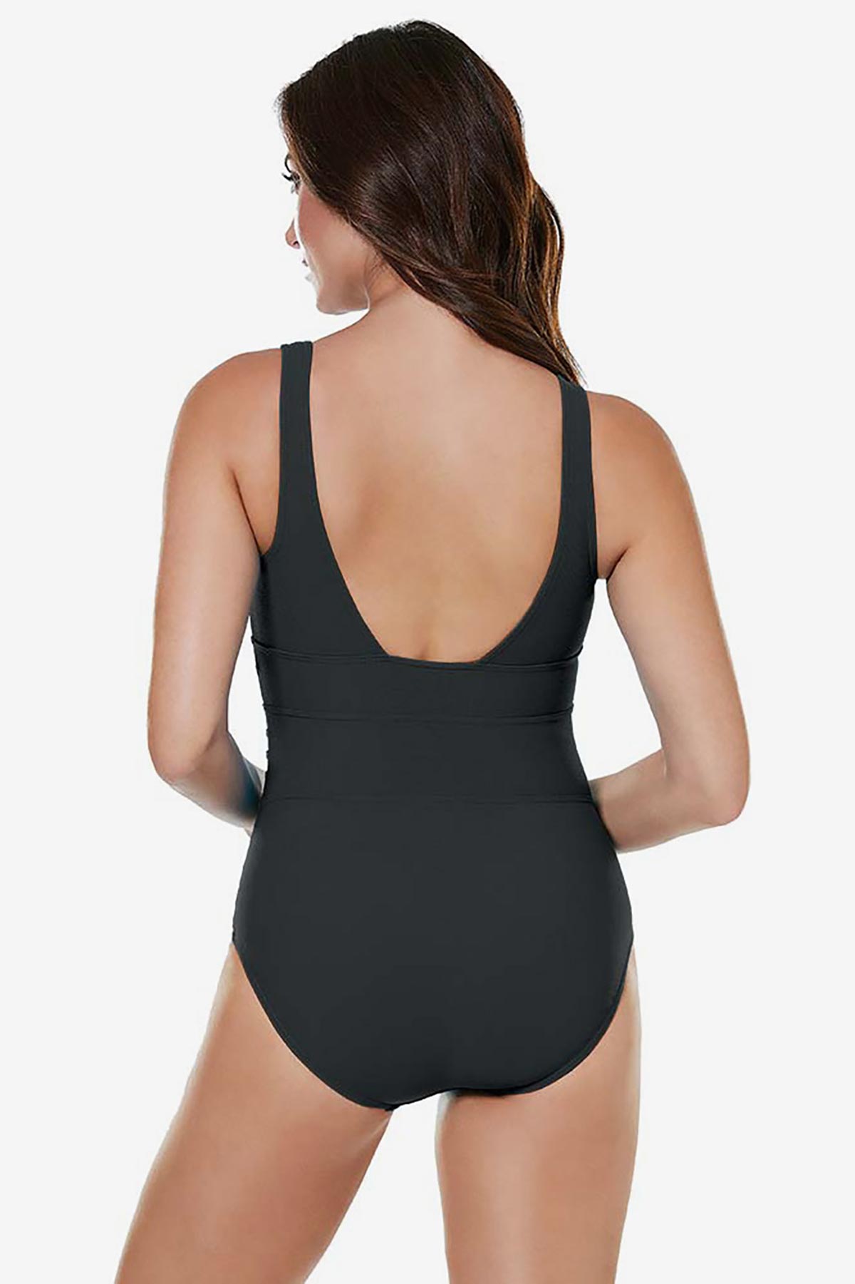 Square Neck Bandit One Piece Swimsuit Black | Miraclesuit
