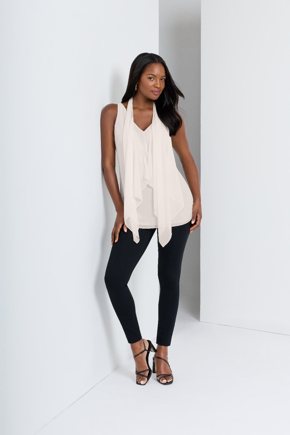 Soft Georgette Layered Tunic in Ivory Ivory | Miraclesuit