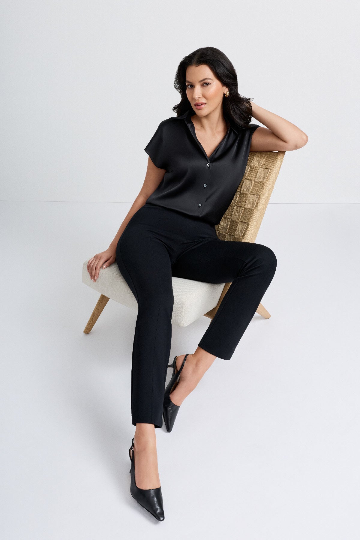 Relaxed Charmeuse Blouse in Black Black | Miraclesuit