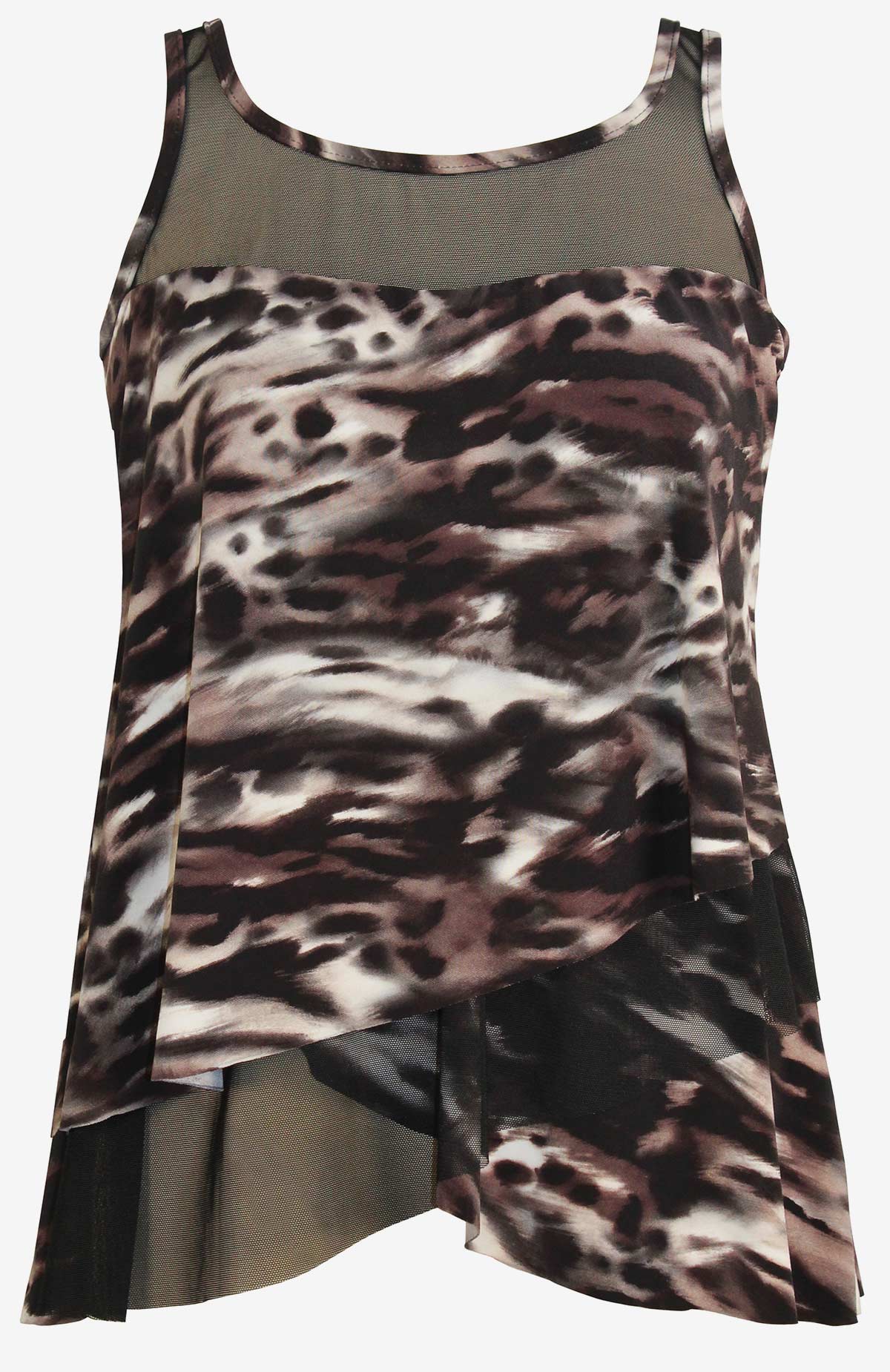 Plus Size Tempest Mirage Tankini Top Black/Brown | Miraclesuit