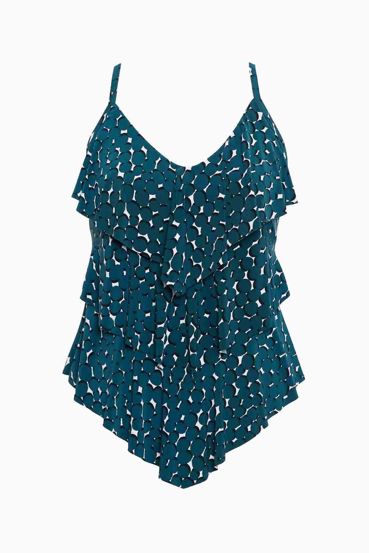 Magicsuit Shadow Dot Rita Tankini Top Teal/Black | Miraclesuit