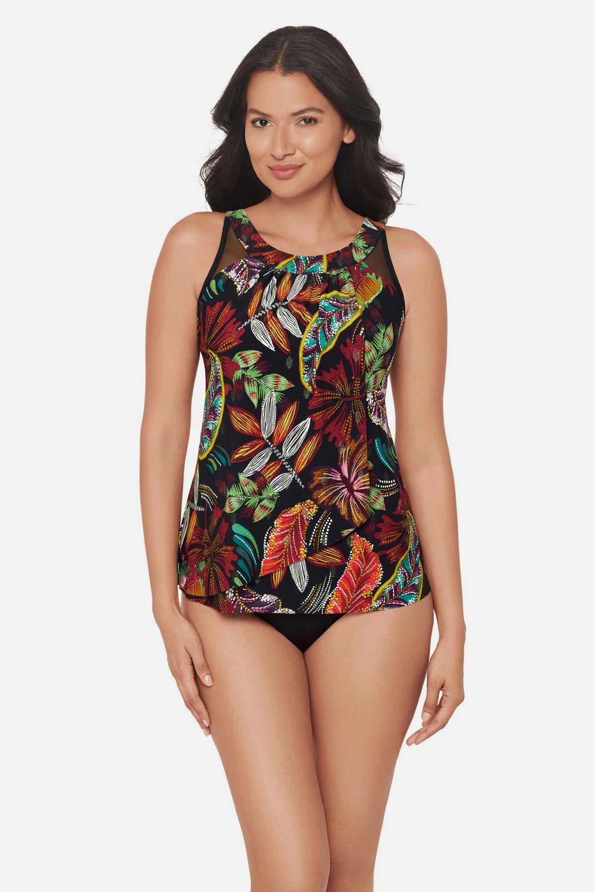 Ursula Tankini Top in Pluma Orla Black/Multi | Miraclesuit