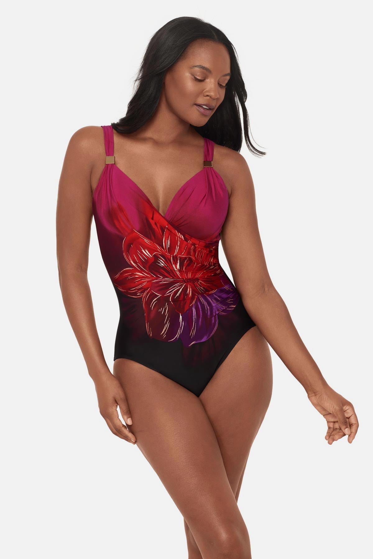 Siren One Piece in Petali Rosa Black/Multi | Miraclesuit