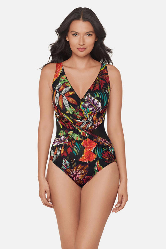 Crossover One Piece in Pluma Black/Multi | Miraclesuit