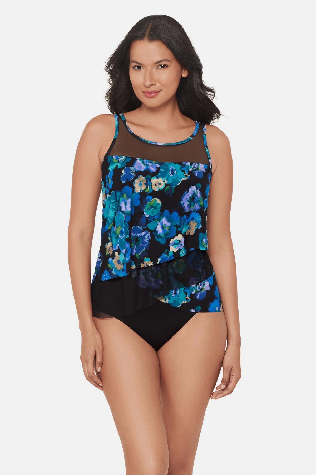 Mirage Tankini Top in Secret Garden Black/Multi | Miraclesuit