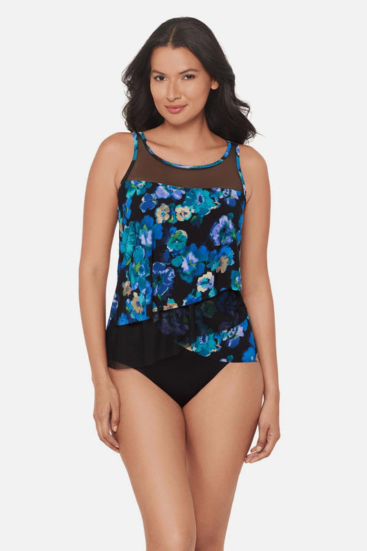 Mirage Tankini Top in Secret Garden Black/Multi | Miraclesuit