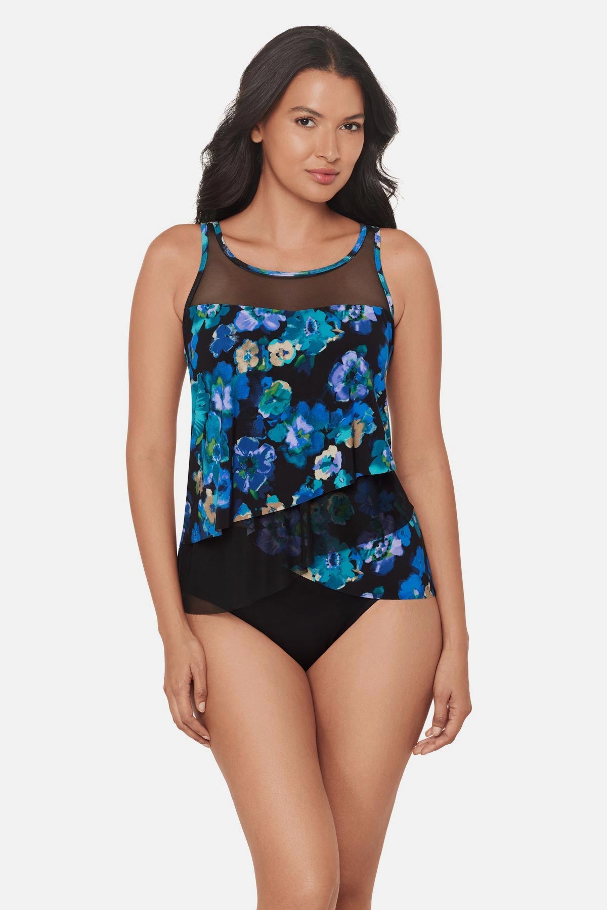 Mirage Tankini Top in Secret Garden Black/Multi | Miraclesuit