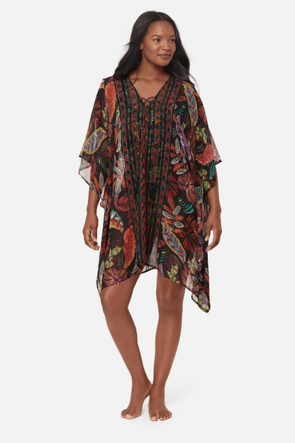 Caftan Cover Up in Pluma Orla Black/Multi | Miraclesuit