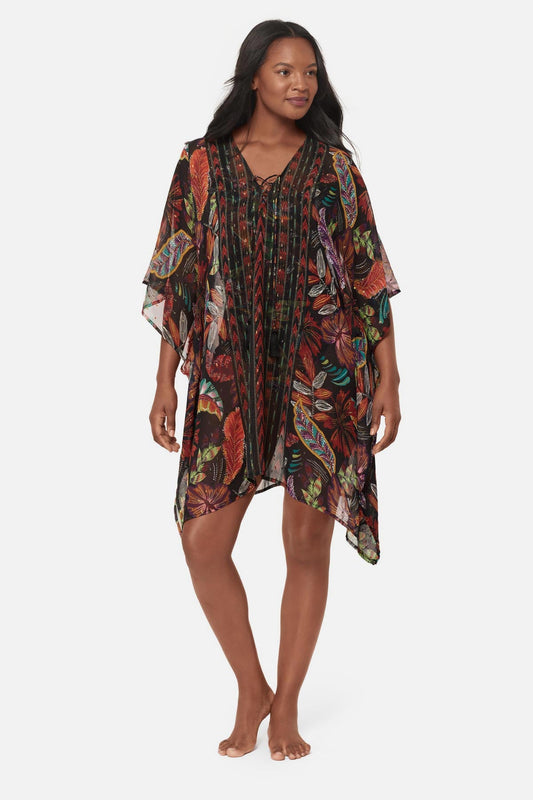 Caftan Cover Up in Pluma Orla Black/Multi | Miraclesuit