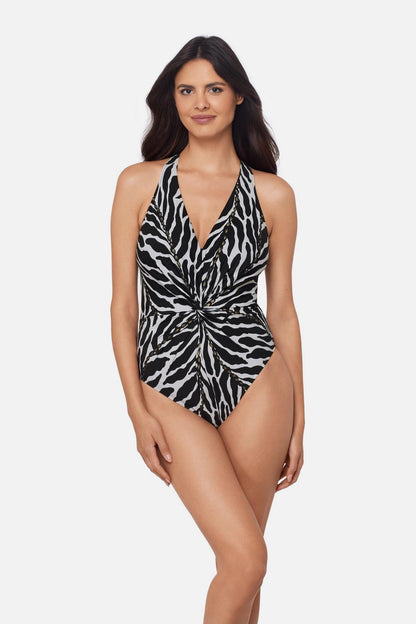 Magicsuit Drew One Piece in Sand Tracks Black/White | Miraclesuit