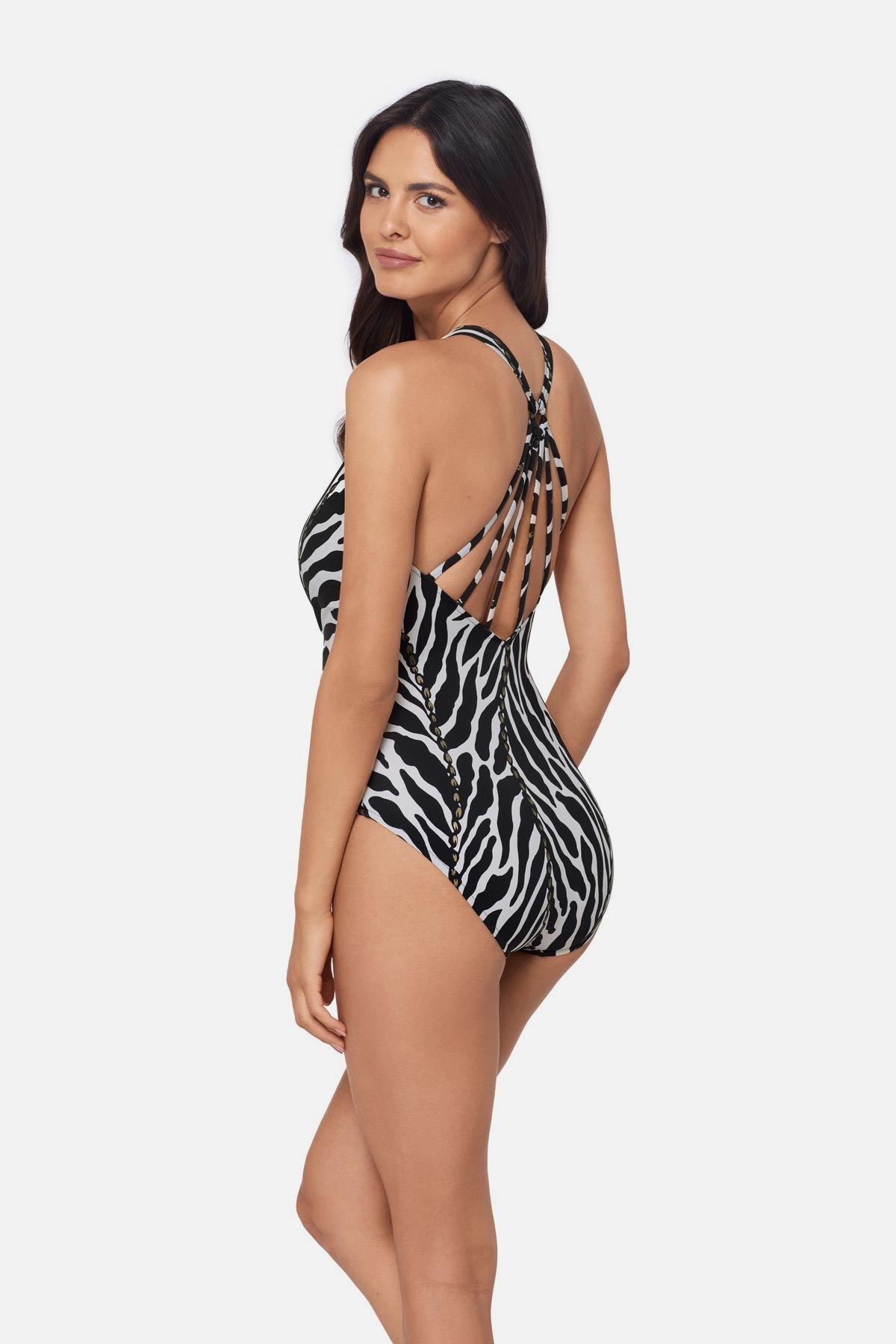 Magicsuit Drew One Piece in Sand Tracks Black/White | Miraclesuit