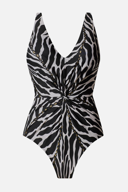 Magicsuit Drew One Piece in Sand Tracks Black/White | Miraclesuit