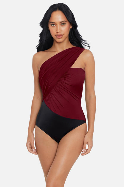 Magicsuit Colorblock Goddess One Piece Swimsuit Merlot | Miraclesuit