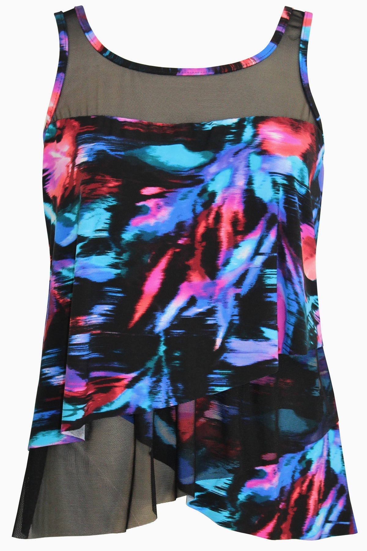 Plus Size Fuego Floral Mirage Tankini Black/Multi | Miraclesuit