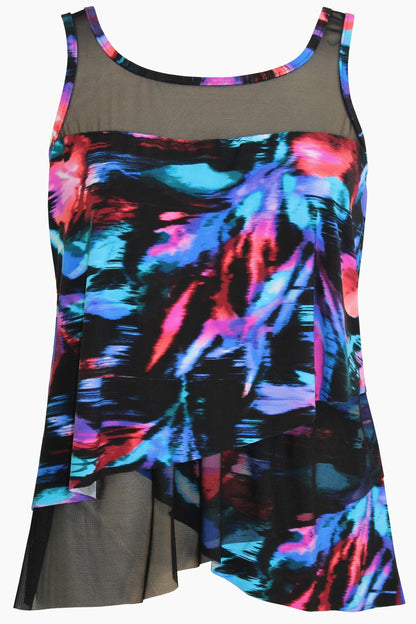 Plus Size Fuego Floral Mirage Tankini Black/Multi | Miraclesuit