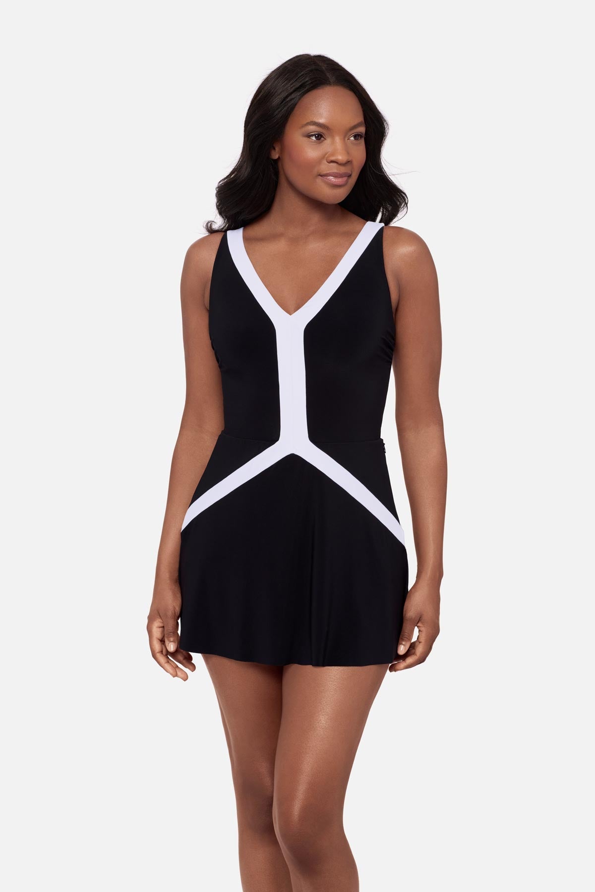 Paix Swim Dress in Spectra Black/White | Miraclesuit