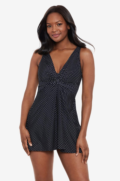 Pin Point Marais Swim Dress Bathing Suit Black/White | Miraclesuit