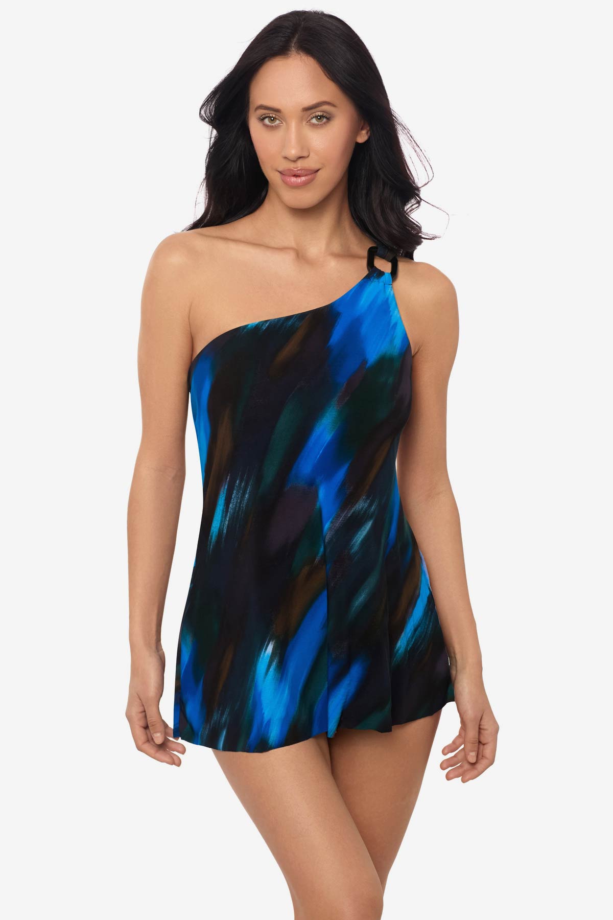 Magicsuit Swipe Right Amal One Piece Swim Dress Blue/Multi | Miraclesuit