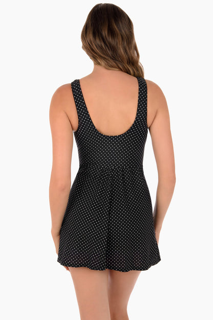 Pin Point Marais One Piece Swim Dress DD-Cup Black/White | Miraclesuit