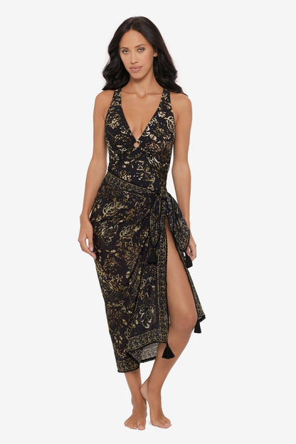 Magicsuit Balinese Pareo Swim Cover Up Black/Multi | Miraclesuit