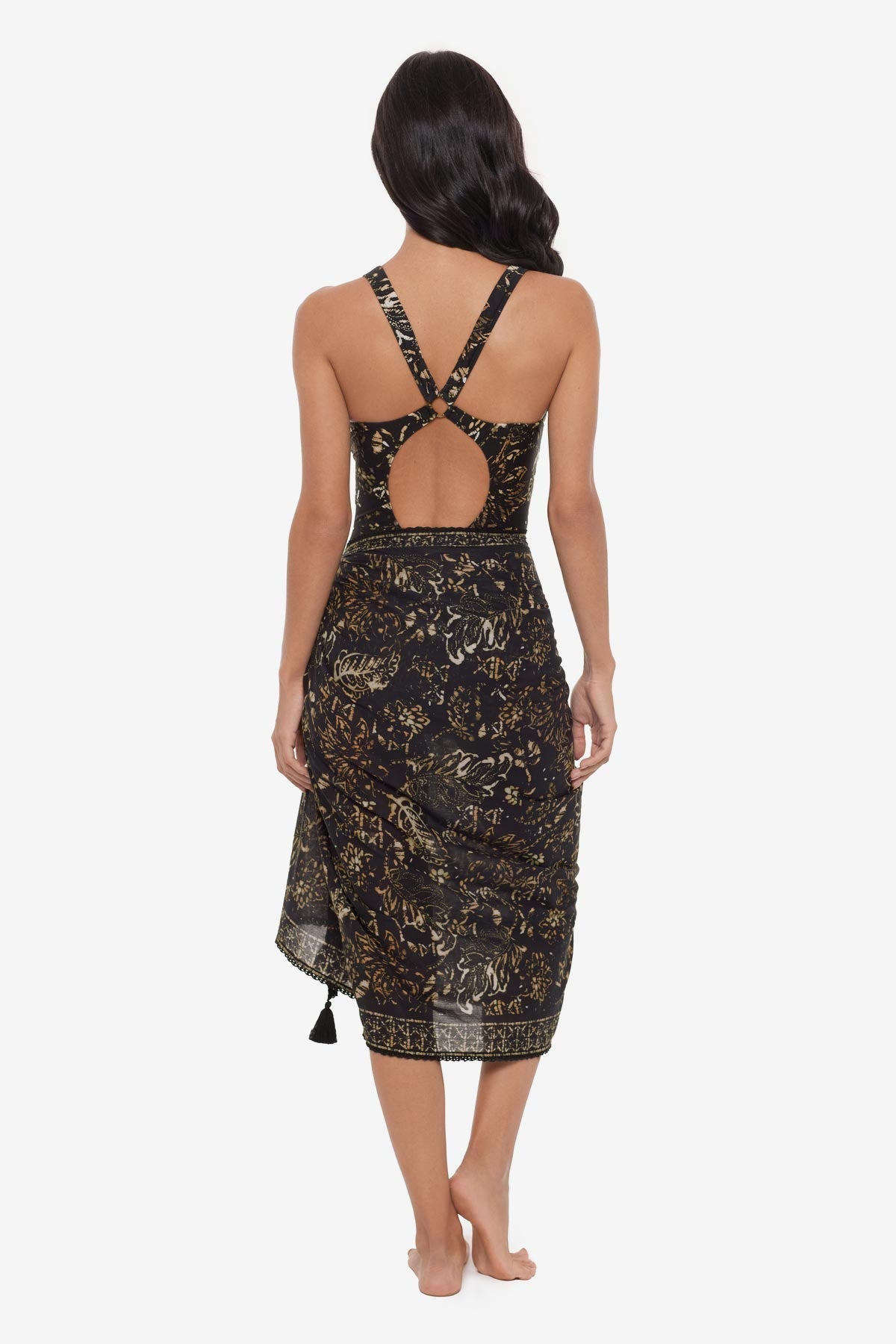 Magicsuit Balinese Pareo Swim Cover Up Black/Multi | Miraclesuit