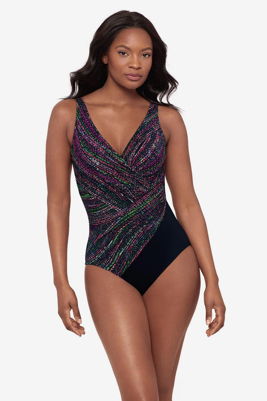 Oceanus One Piece Swimsuit in Light Show Black/Multi | Miraclesuit