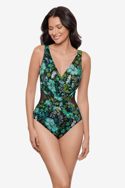 Crossover One Piece in Florica Black/Multi | Miraclesuit