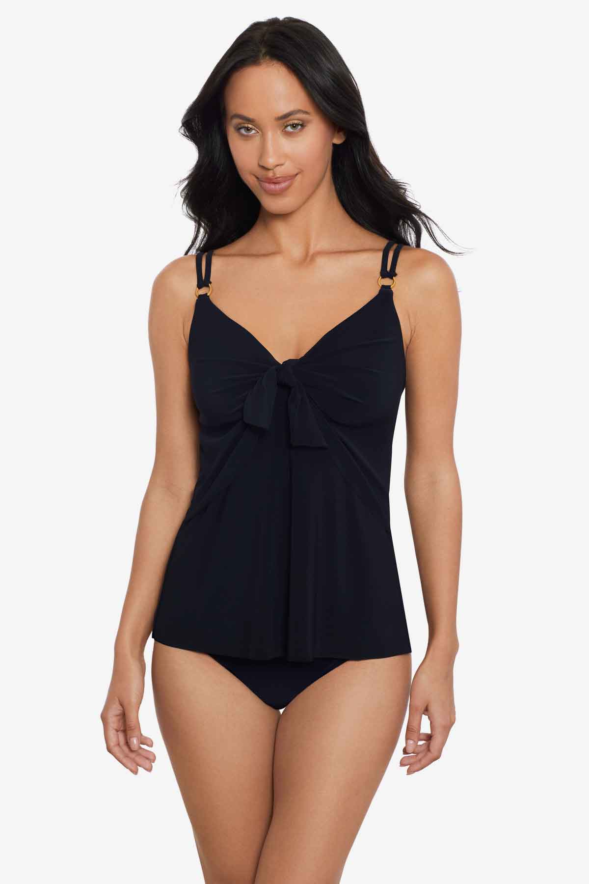 Akikio Tankini Top in Obi One Black | Miraclesuit