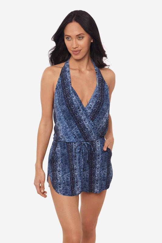 Magicsuit Via Roma Ellie One Piece Swimdress Blue/Multi | Miraclesuit