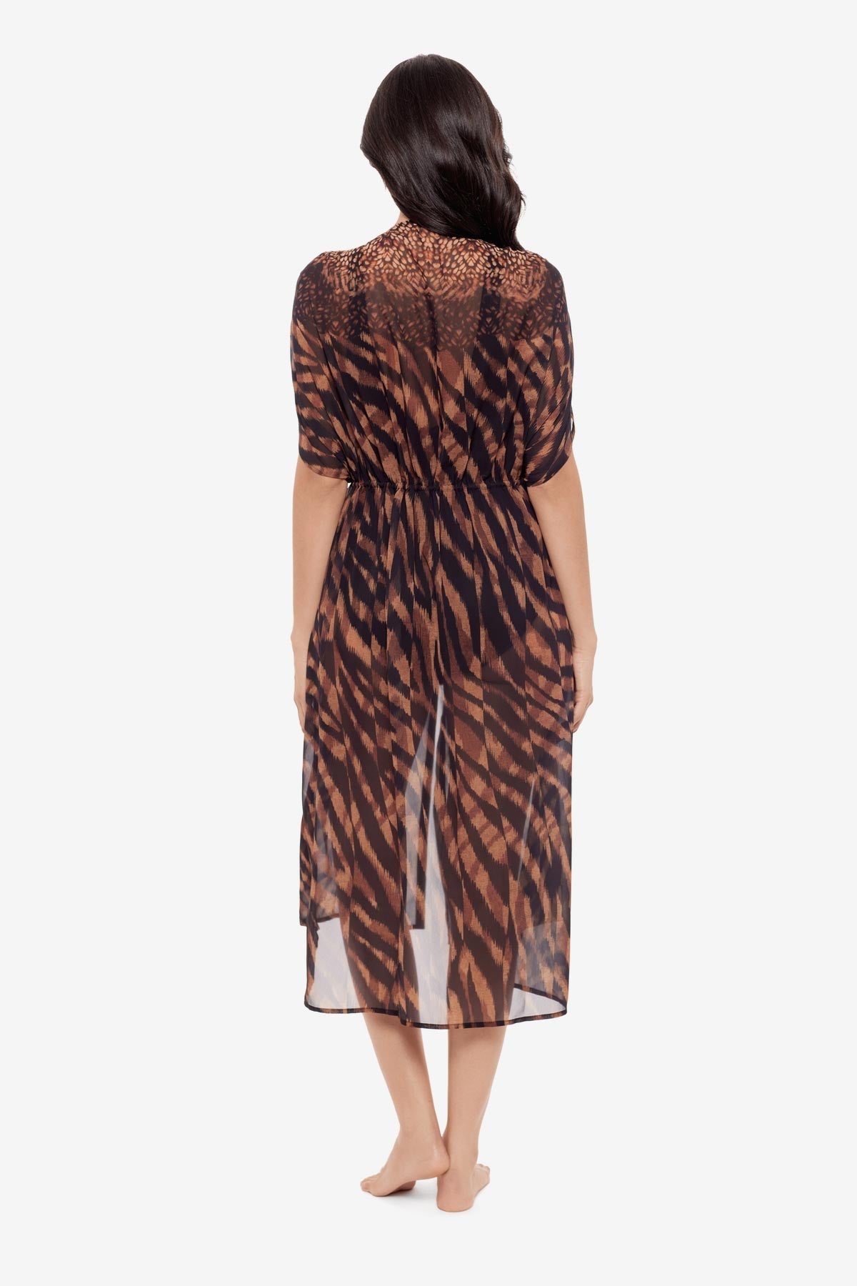 Beaded Kimono Cover Up in Raya De Safari Black/Brown | Miraclesuit