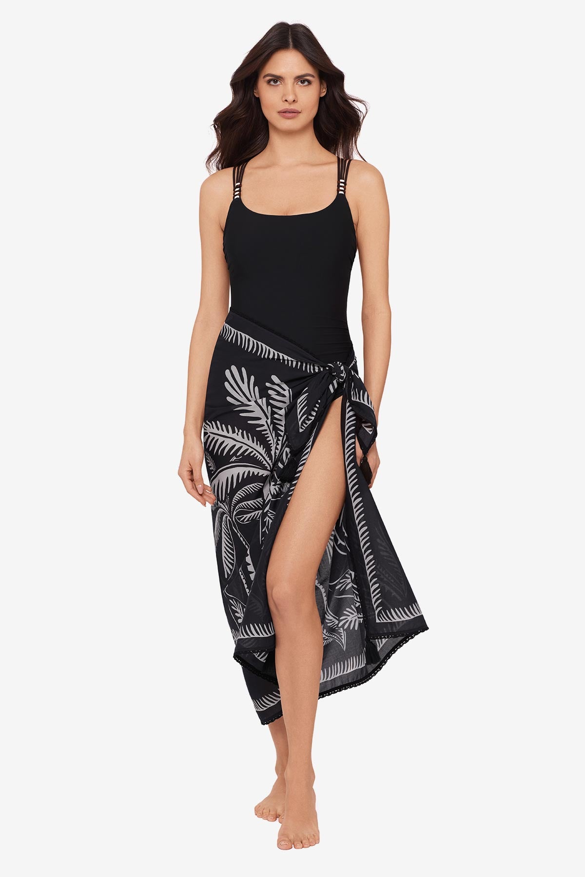 Magicsuit Hearts Of Palm Pareo Swimwear Cover Up Black/Multi | Miraclesuit