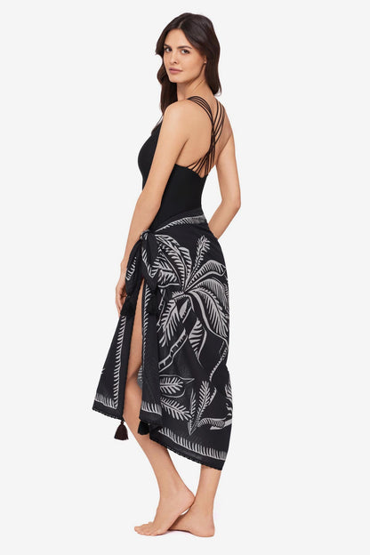 Magicsuit Hearts Of Palm Pareo Swimwear Cover Up Black/Multi | Miraclesuit