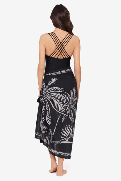 Magicsuit Hearts Of Palm Pareo Swimwear Cover Up Black/Multi | Miraclesuit