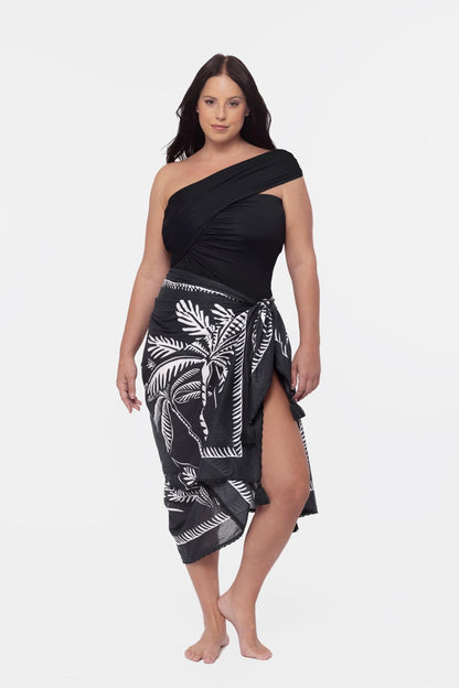 Magicsuit Plus Size Pareo Cover Up in Hearts Of Palm Black/Multi | Miraclesuit