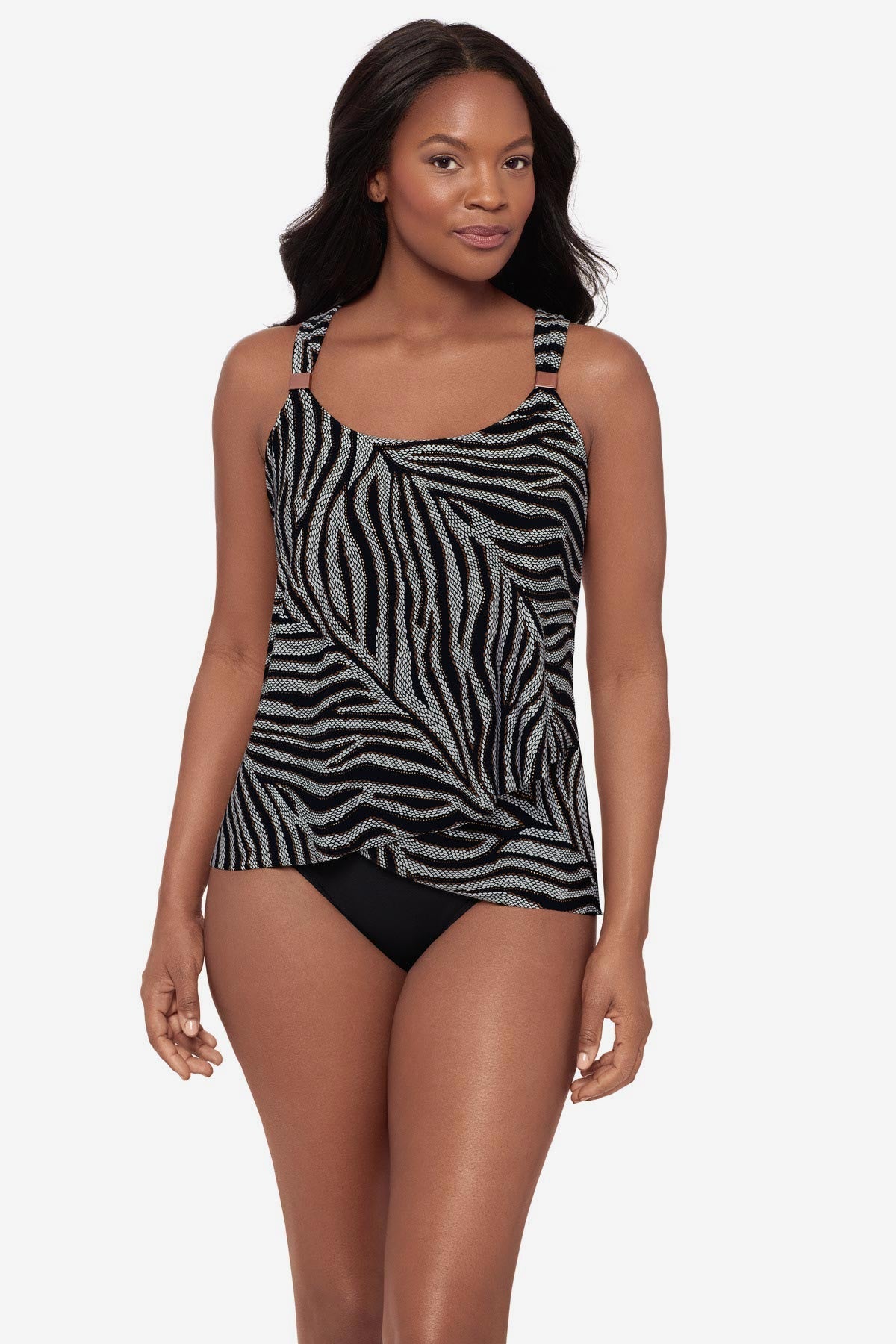 DD-Cup Dazzle Tankini Top in Zirconic Black/White | Miraclesuit