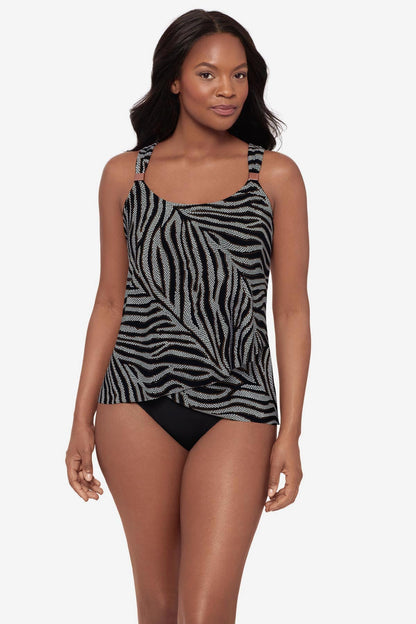 DD-Cup Dazzle Tankini Top in Zirconic Black/White | Miraclesuit