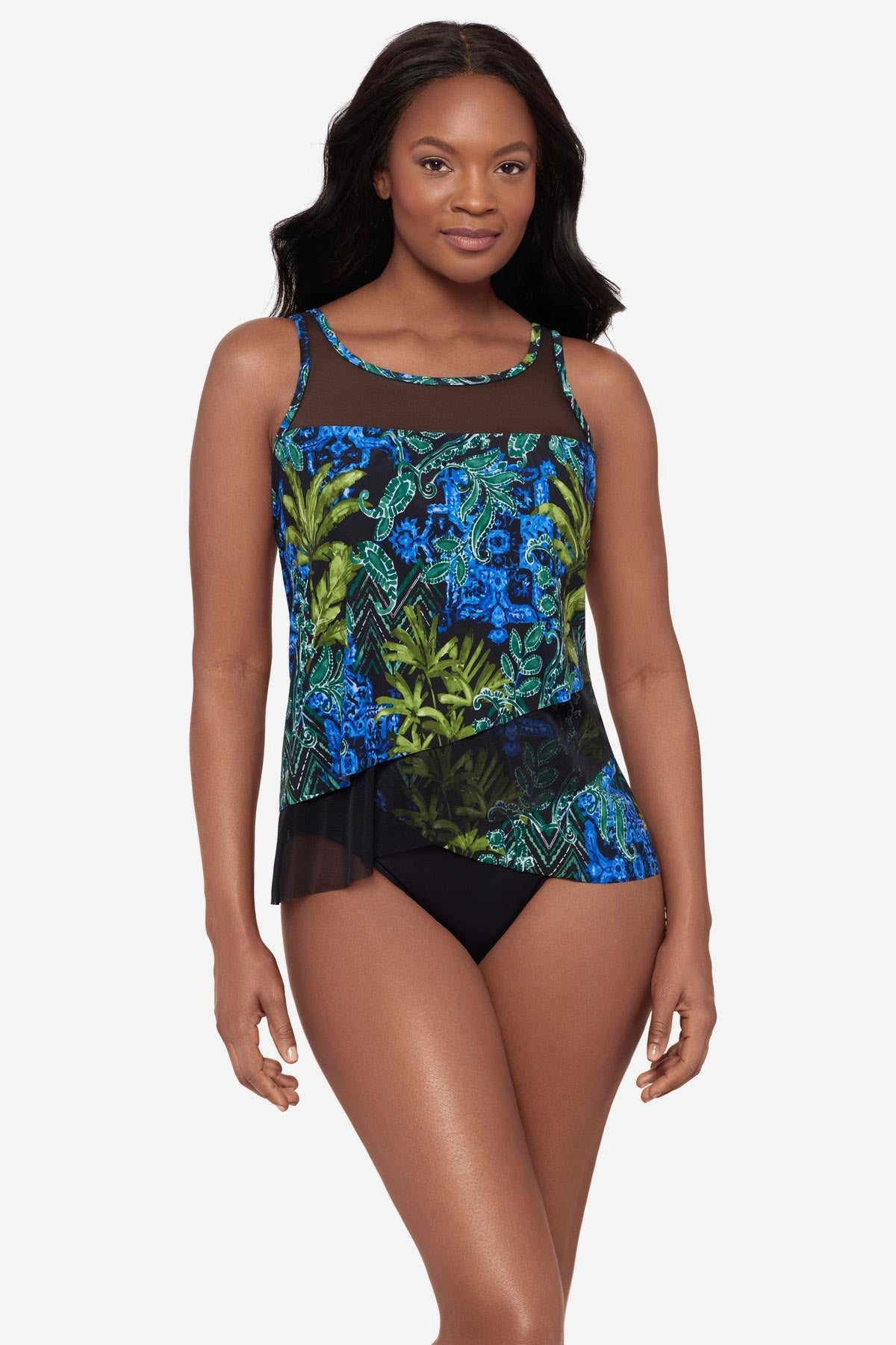 DD-Cup Mirage Tankini Top in Gasparilla Black/Multi | Miraclesuit