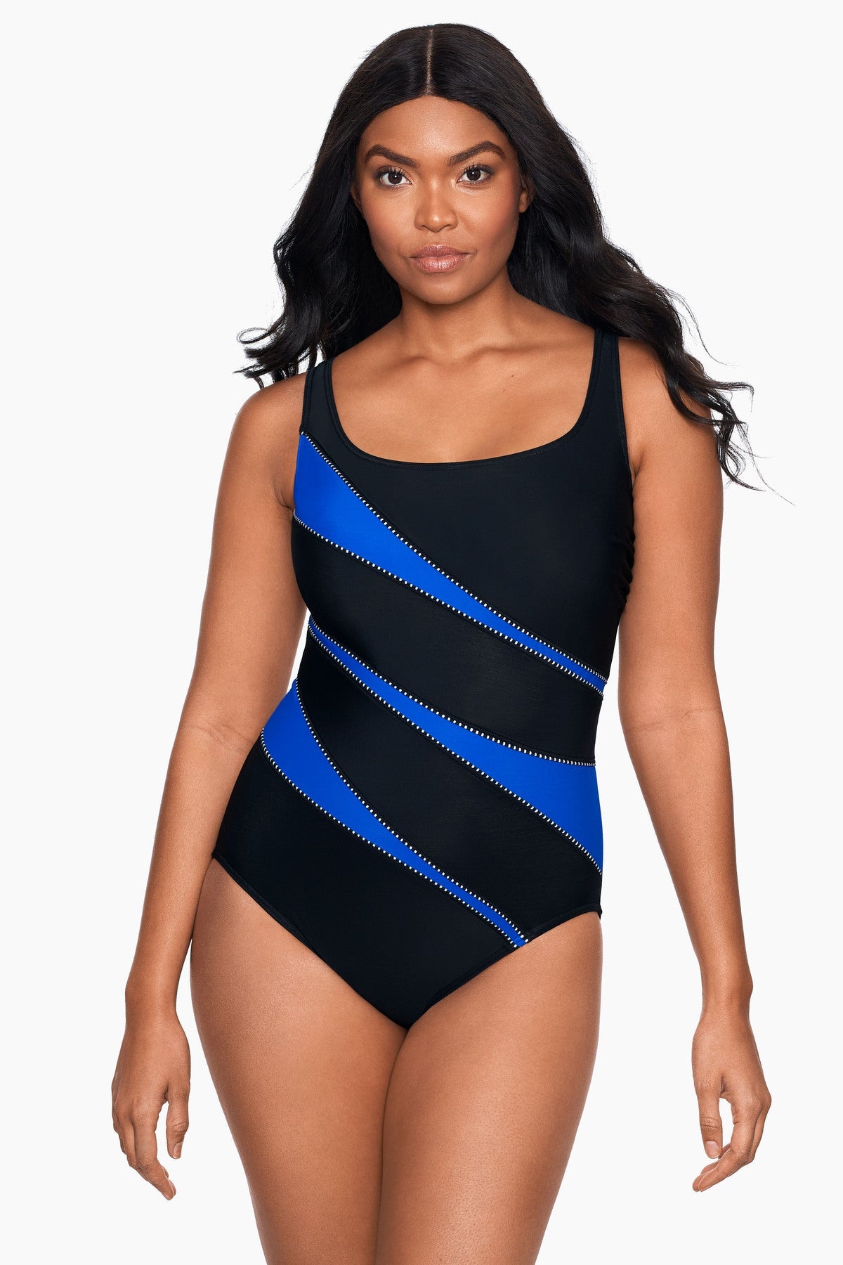 Colorblock Helix One Piece Swimsuit DD-Cup Black/White | Miraclesuit