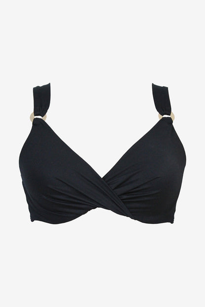 Underwire Plunge Bra Top Black | Miraclesuit