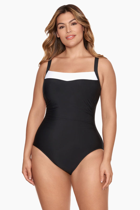 Colorblock Kara One Piece Swimsuit DD-Cup Black/White | Miraclesuit