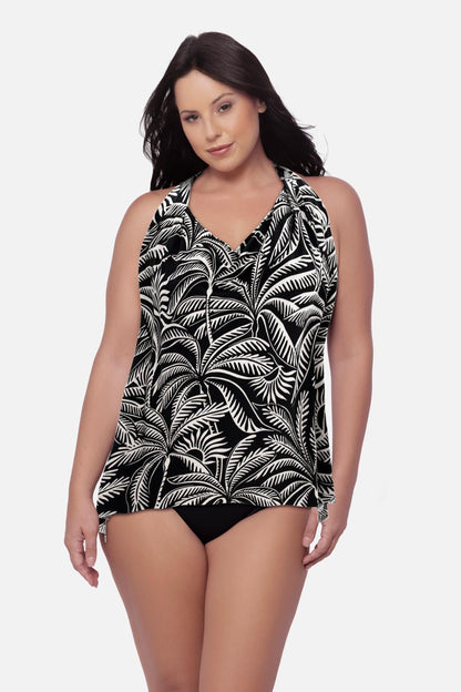 Magicsuit Plus Size Sophie Tankini Top in Hearts Of Palm Black/Multi | Miraclesuit
