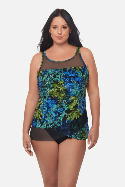 Plus Size Mirage Tankini Top in Gasparilla Black/Multi | Miraclesuit