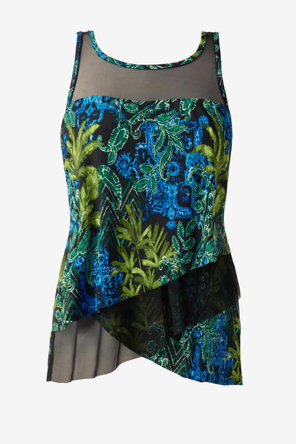 Plus Size Mirage Tankini Top in Gasparilla Black/Multi | Miraclesuit