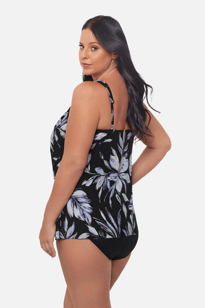 Plus Size Mirage Tankini Top in Fiore Di Luna Black/White | Miraclesuit