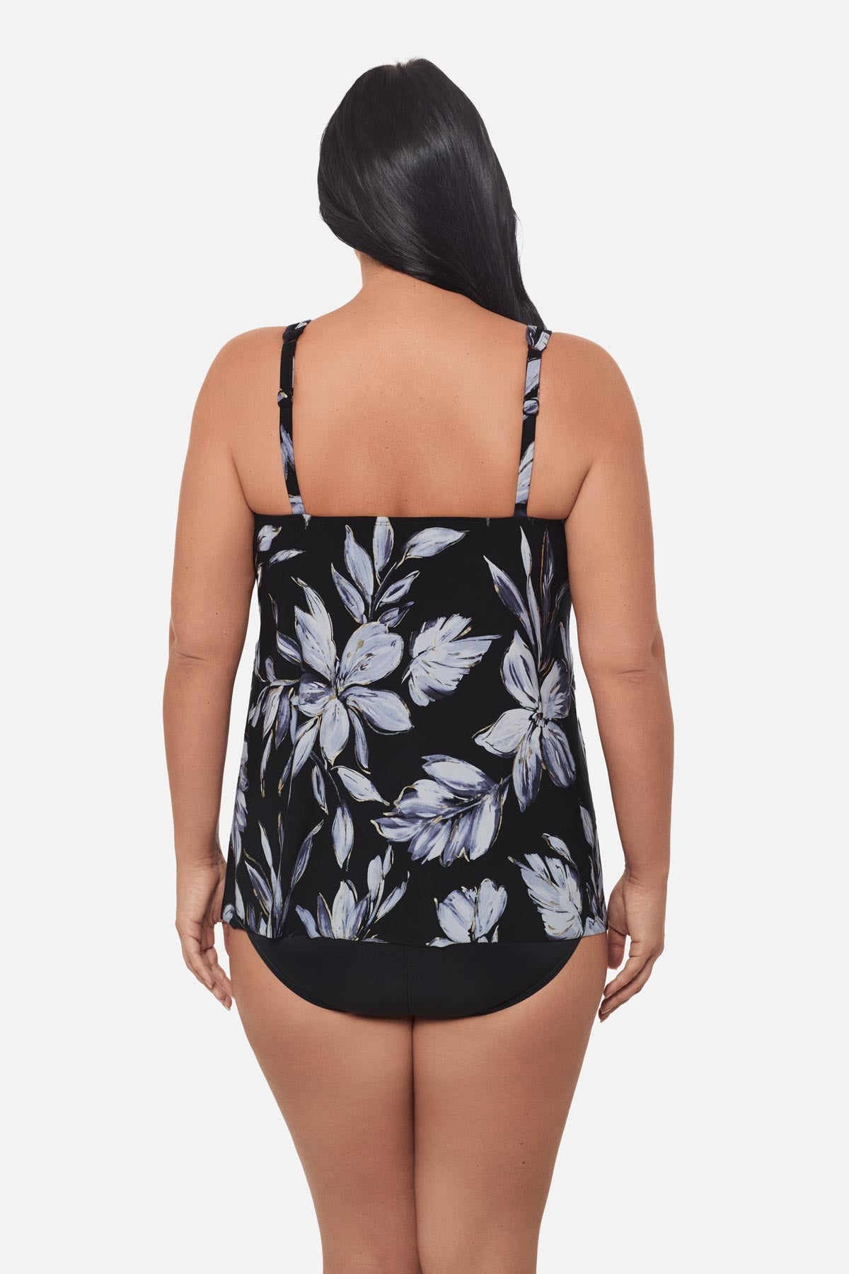 Plus Size Mirage Tankini Top in Fiore Di Luna Black/White | Miraclesuit