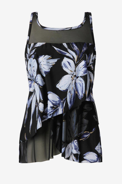 Plus Size Mirage Tankini Top in Fiore Di Luna Black/White | Miraclesuit