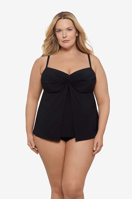 Plus Size Love Knot Tankini Black | Miraclesuit
