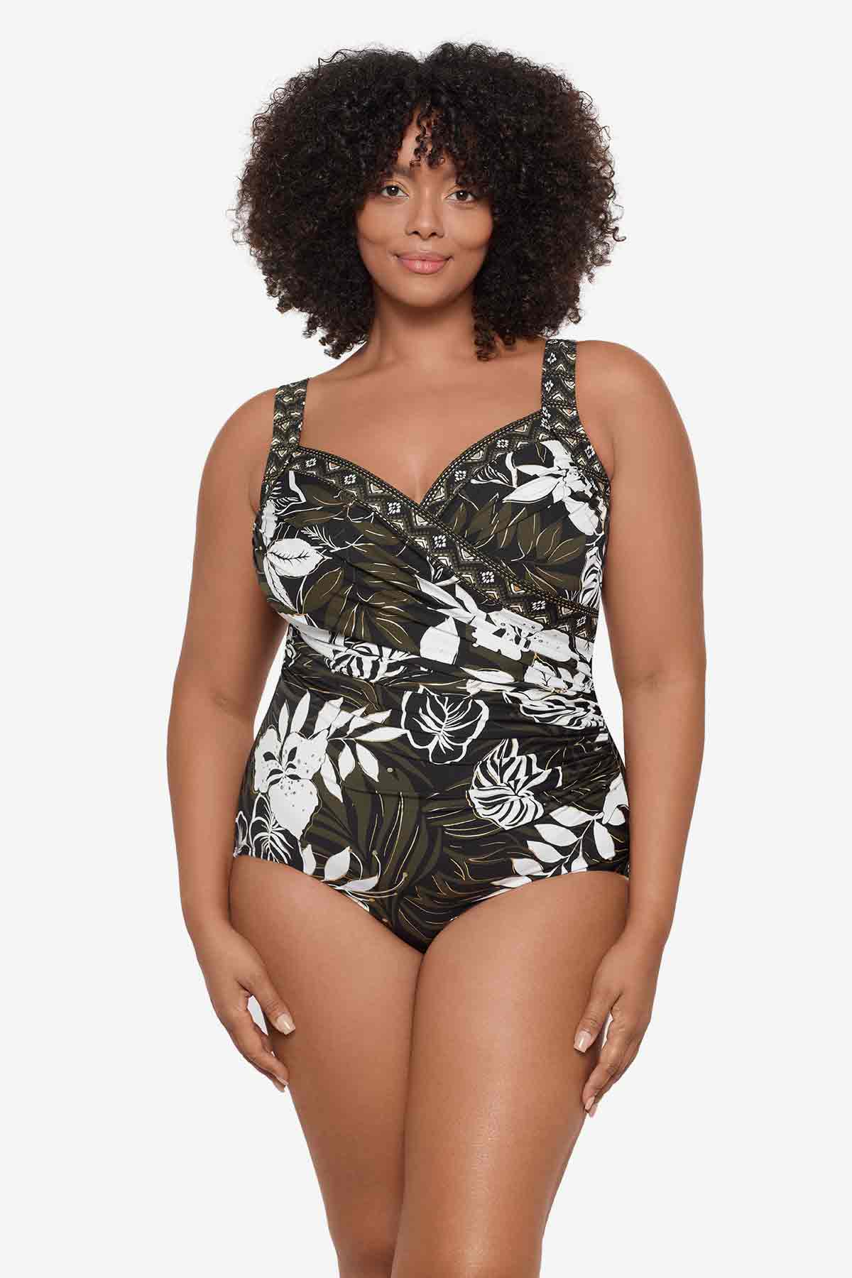 Plus Size Elle Dorado Sanibel One Piece Swimsuit Black/Multi | Miraclesuit