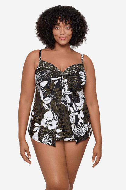 Plus Size Elle Dorado Love Knot Tankini Top Black/Multi | Miraclesuit