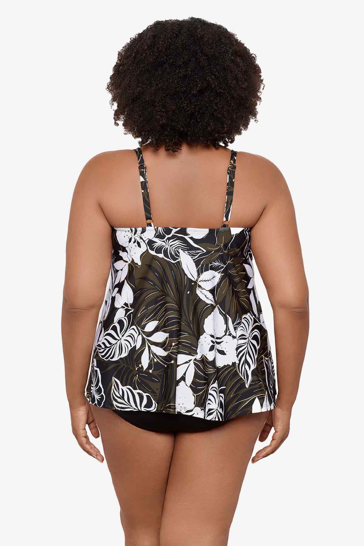 Plus Size Elle Dorado Love Knot Tankini Top Black/Multi | Miraclesuit